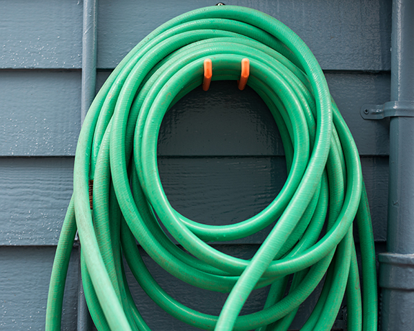 Green garden hose